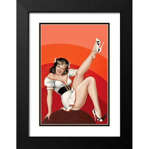 Mid-Century Pin-Ups - Titter Magazine - Winking Brunette Black Modern Wood Framed Art Print with Double Matting by Driben, Peter