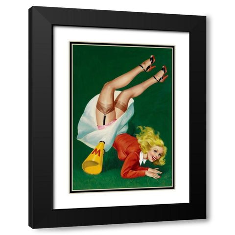 Mid-Century Pin-Ups - Titter Magazine - Cheerleader Black Modern Wood Framed Art Print with Double Matting by Driben, Peter