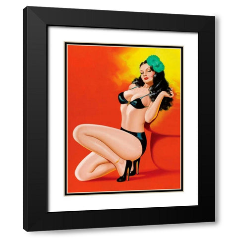 Mid-Century Pin-Ups - Beauty Magazine - Hot in Black Black Modern Wood Framed Art Print with Double Matting by Driben, Peter