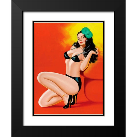 Mid-Century Pin-Ups - Beauty Magazine - Hot in Black Black Modern Wood Framed Art Print with Double Matting by Driben, Peter