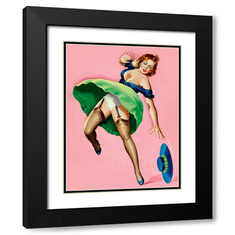 Mid-Century Pin-Ups - Wink Magazine - Strong Wind Black Modern Wood Framed Art Print with Double Matting by Driben, Peter
