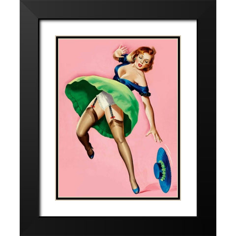 Mid-Century Pin-Ups - Wink Magazine - Strong Wind Black Modern Wood Framed Art Print with Double Matting by Driben, Peter