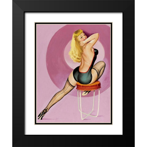 Mid-Century Pin-Ups - Beauty Parade Magazine - Oh! Purple Black Modern Wood Framed Art Print with Double Matting by Driben, Peter