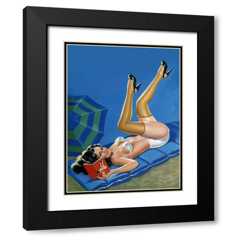 Mid-Century Pin-Ups - Wink Magazine - Merry mirthful Maiden Black Modern Wood Framed Art Print with Double Matting by Driben, Peter