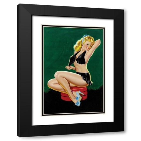 Mid-Century Pin-Ups - Beauty Parade - Uncovering Beauty Black Modern Wood Framed Art Print with Double Matting by Driben, Peter