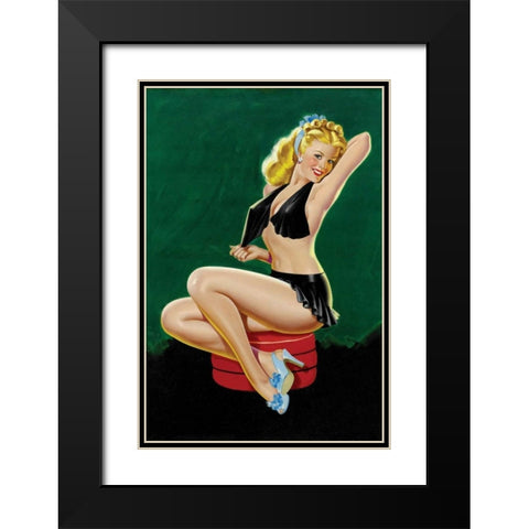 Mid-Century Pin-Ups - Beauty Parade - Uncovering Beauty Black Modern Wood Framed Art Print with Double Matting by Driben, Peter