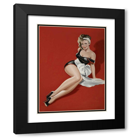 Mid-Century Pin-Ups - Magazine Cover - The Gift Black Modern Wood Framed Art Print with Double Matting by Driben, Peter
