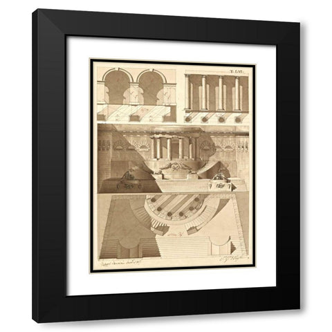 Plate 56 for Elements of Civil Architecture, ca. 1818-1850 Black Modern Wood Framed Art Print with Double Matting by Vannini, Giuseppe