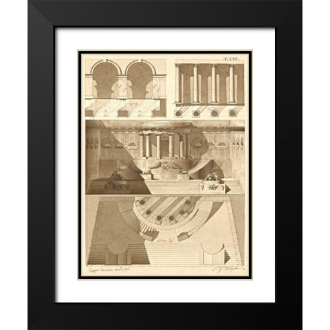 Plate 56 for Elements of Civil Architecture, ca. 1818-1850 Black Modern Wood Framed Art Print with Double Matting by Vannini, Giuseppe