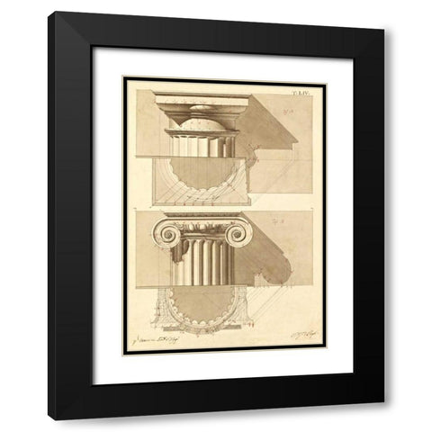 Plate 54 for Elements of Civil Architecture, ca. 1818-1850 Black Modern Wood Framed Art Print with Double Matting by Vannini, Giuseppe