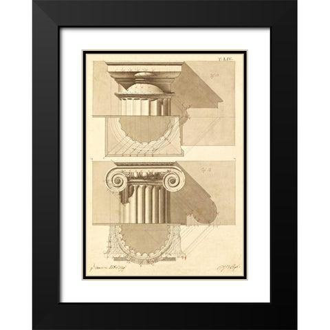 Plate 54 for Elements of Civil Architecture, ca. 1818-1850 Black Modern Wood Framed Art Print with Double Matting by Vannini, Giuseppe