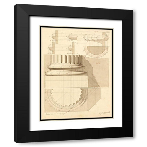 Plate 53 for Elements of Civil Architecture, ca. 1818-1850 Black Modern Wood Framed Art Print with Double Matting by Vannini, Giuseppe
