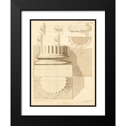 Plate 53 for Elements of Civil Architecture, ca. 1818-1850 Black Modern Wood Framed Art Print with Double Matting by Vannini, Giuseppe