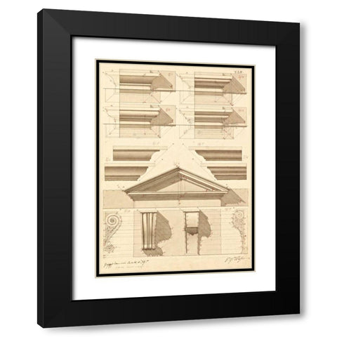 Plate 52 for Elements of Civil Architecture, ca. 1818-1850 Black Modern Wood Framed Art Print with Double Matting by Vannini, Giuseppe
