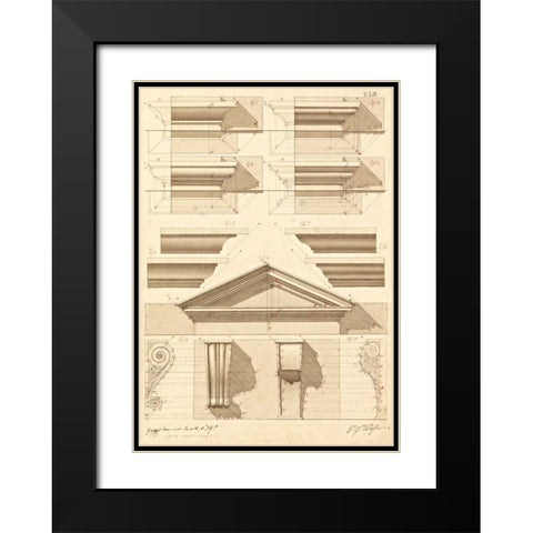 Plate 52 for Elements of Civil Architecture, ca. 1818-1850 Black Modern Wood Framed Art Print with Double Matting by Vannini, Giuseppe