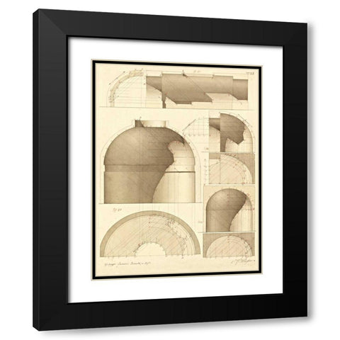 Plate 51 for Elements of Civil Architecture, ca. 1818-1850 Black Modern Wood Framed Art Print with Double Matting by Vannini, Giuseppe