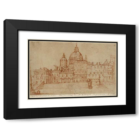 View of Saint Peters, 1603 Black Modern Wood Framed Art Print with Double Matting by Zuccaro, Federico