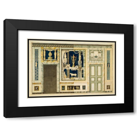 Unexecuted elevation for the Stanza Egizia at the Villa Borghese, ca. 1770-1793 Black Modern Wood Framed Art Print with Double Matting by Conca, Tommaso