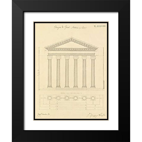 Plate 38 for Elements of Civil Architecture, ca. 1818-1850 Black Modern Wood Framed Art Print with Double Matting by Vannini, Giuseppe