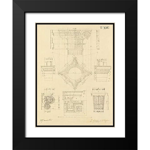 Plate 30 for Elements of Civil Architecture, ca. 1818-1850 Black Modern Wood Framed Art Print with Double Matting by Vannini, Giuseppe