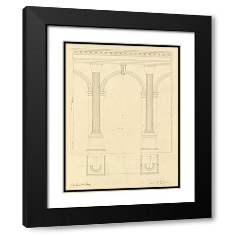 Plate 28 for Elements of Civil Architecture, ca. 1818-1850 Black Modern Wood Framed Art Print with Double Matting by Vannini, Giuseppe