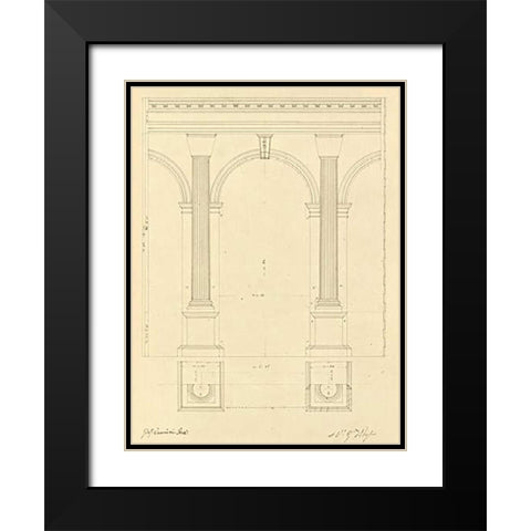 Plate 28 for Elements of Civil Architecture, ca. 1818-1850 Black Modern Wood Framed Art Print with Double Matting by Vannini, Giuseppe
