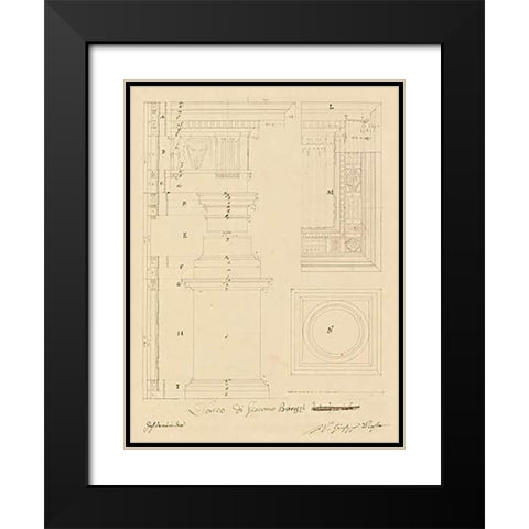 Plate 13 for Elements of Civil Architecture, ca. 1818-1850 Black Modern Wood Framed Art Print with Double Matting by Vannini, Giuseppe