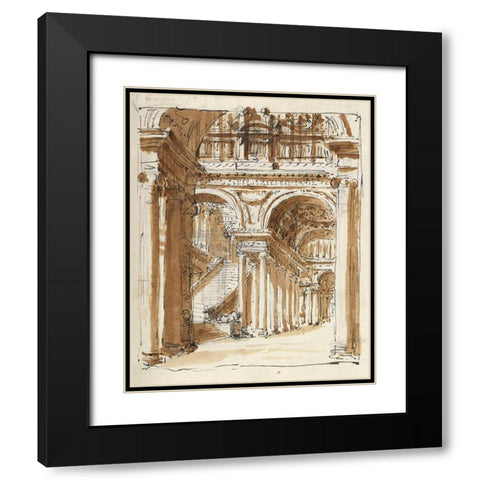 Grand entrance hall, Italy, 1786 Black Modern Wood Framed Art Print with Double Matting by Peyre, Marie-Joseph