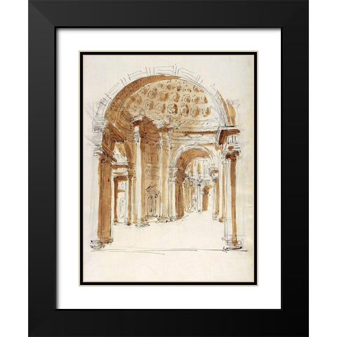 Interior hallway, Italy, 1786 Black Modern Wood Framed Art Print with Double Matting by Peyre, Marie-Joseph