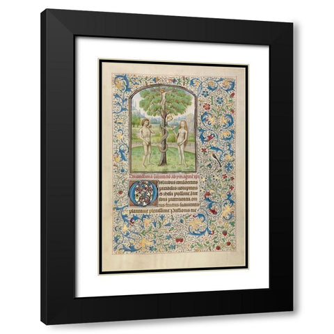 Adam and Eve Eating the Forbidden Fruit Black Modern Wood Framed Art Print with Double Matting by Vrelant, Wilem