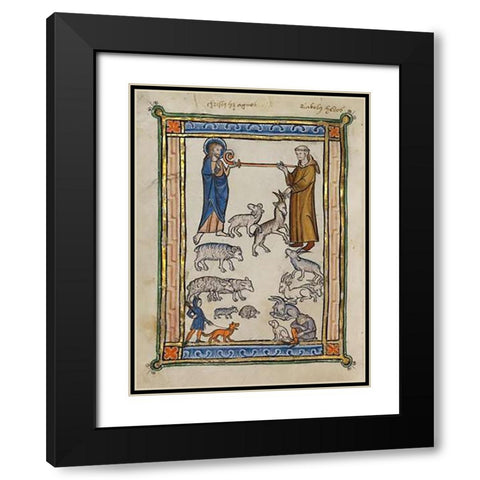 Bestiary of Hugo de Fouilloy Black Modern Wood Framed Art Print with Double Matting by French 13th Century