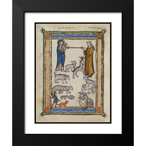 Bestiary of Hugo de Fouilloy Black Modern Wood Framed Art Print with Double Matting by French 13th Century
