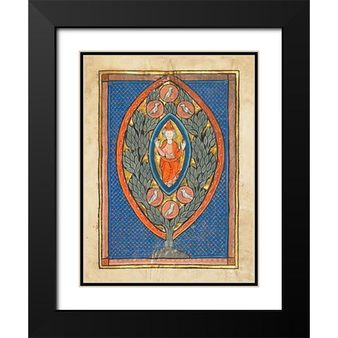 A Man Enthroned within a Mandorla in a Tree Black Modern Wood Framed Art Print with Double Matting by Franco-Flemish 13th Century