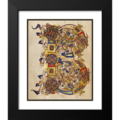 Inhabited Initial B Black Modern Wood Framed Art Print with Double Matting by Italian 12th Century