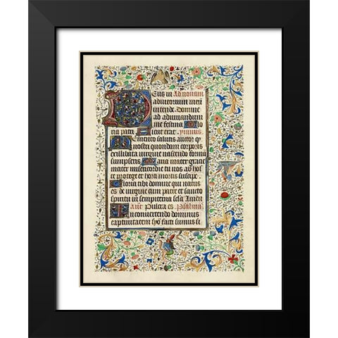 Decorated Text Page Black Modern Wood Framed Art Print with Double Matting by Flemish 15th Century