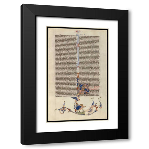 Page from the Abbey Bible Black Modern Wood Framed Art Print with Double Matting by Italian 13th Century