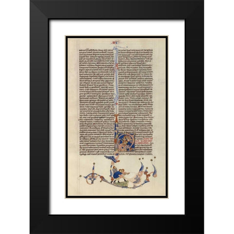 Page from the Abbey Bible Black Modern Wood Framed Art Print with Double Matting by Italian 13th Century