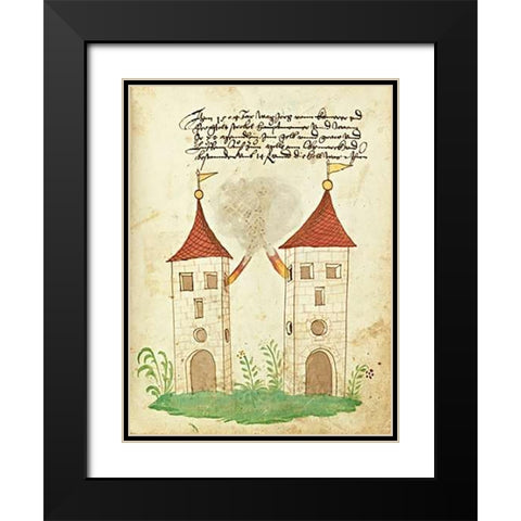 Civic festival of the Nuremberg Schembartlauf - Towers Black Modern Wood Framed Art Print with Double Matting by German 16th Century