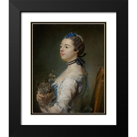Magdaleine Pinceloup de la Grange, nÃ©e de Parseval Black Modern Wood Framed Art Print with Double Matting by Perronneau, Jean-Baptiste