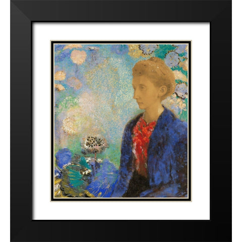 Baronne de Domecy Black Modern Wood Framed Art Print with Double Matting by Redon, Odilon