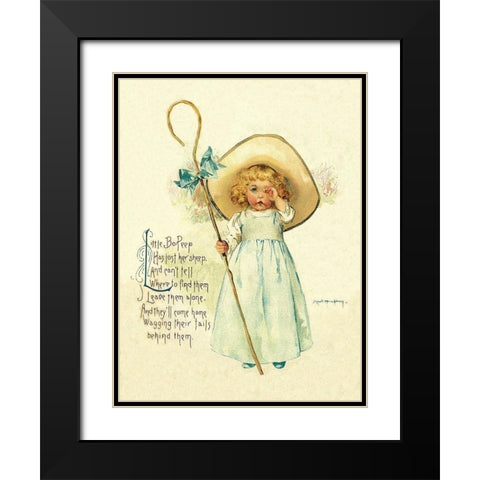Nursery Rhymes: Little Bo Peep Black Modern Wood Framed Art Print with Double Matting by Humphrey, Maud