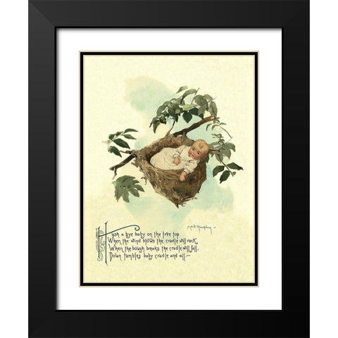 Nursery Rhymes: Hush A Bye Baby Black Modern Wood Framed Art Print with Double Matting by Humphrey, Maud