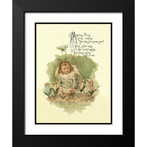 Nursery Rhymes: Mistress Mary Quite Contrary Black Modern Wood Framed Art Print with Double Matting by Humphrey, Maud