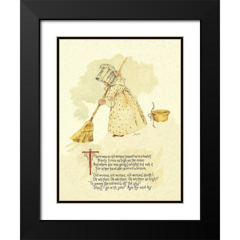 Nursery Rhymes: There Was an Old Woman Tossed Up in a Basket Black Modern Wood Framed Art Print with Double Matting by Humphrey, Maud