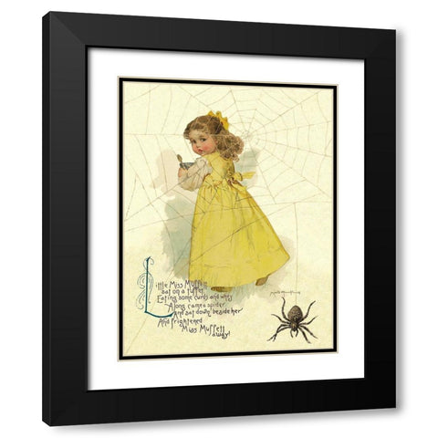 Nursery Rhymes: Little Miss Muffett Black Modern Wood Framed Art Print with Double Matting by Humphrey, Maud
