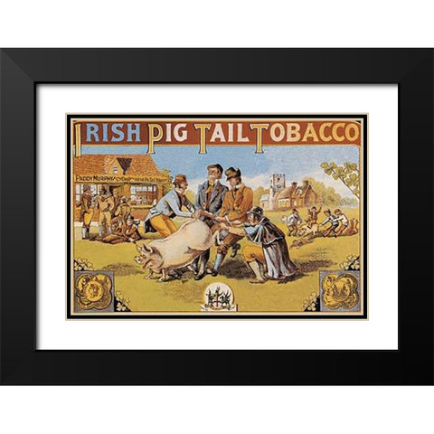 Pigs and Pork: Irish Pig Tail Tobacco Black Modern Wood Framed Art Print with Double Matting by Advertisement