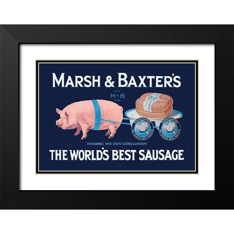Pigs and Pork: Marsh and Baxters Worlds Best Sausage Black Modern Wood Framed Art Print with Double Matting by Advertisement