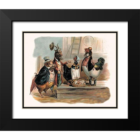 Pigs and Pork: Party Animals Black Modern Wood Framed Art Print with Double Matting by Advertisement