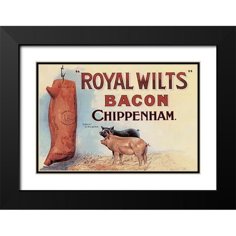 Pigs and Pork: Royal Wilts Bacon Black Modern Wood Framed Art Print with Double Matting by Advertisement