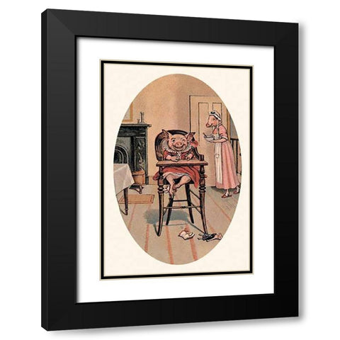 Pigs and Pork: Baby Pig Black Modern Wood Framed Art Print with Double Matting by Advertisement